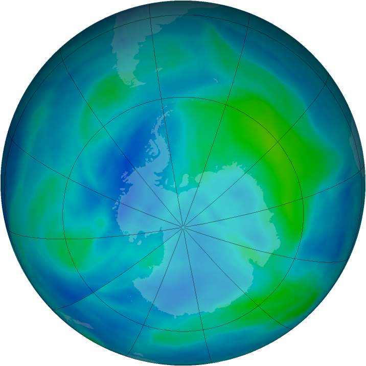 Antarctic ozone map for 11 March 2007